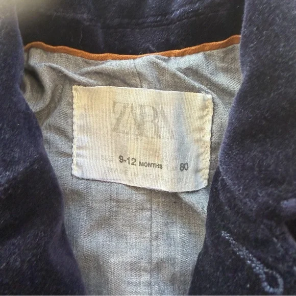 Zara Baby Blazer Velvet Jacket Navy Size 9 - 12 Months Christmas Pics Fancy Navy - Picture 4 of 8